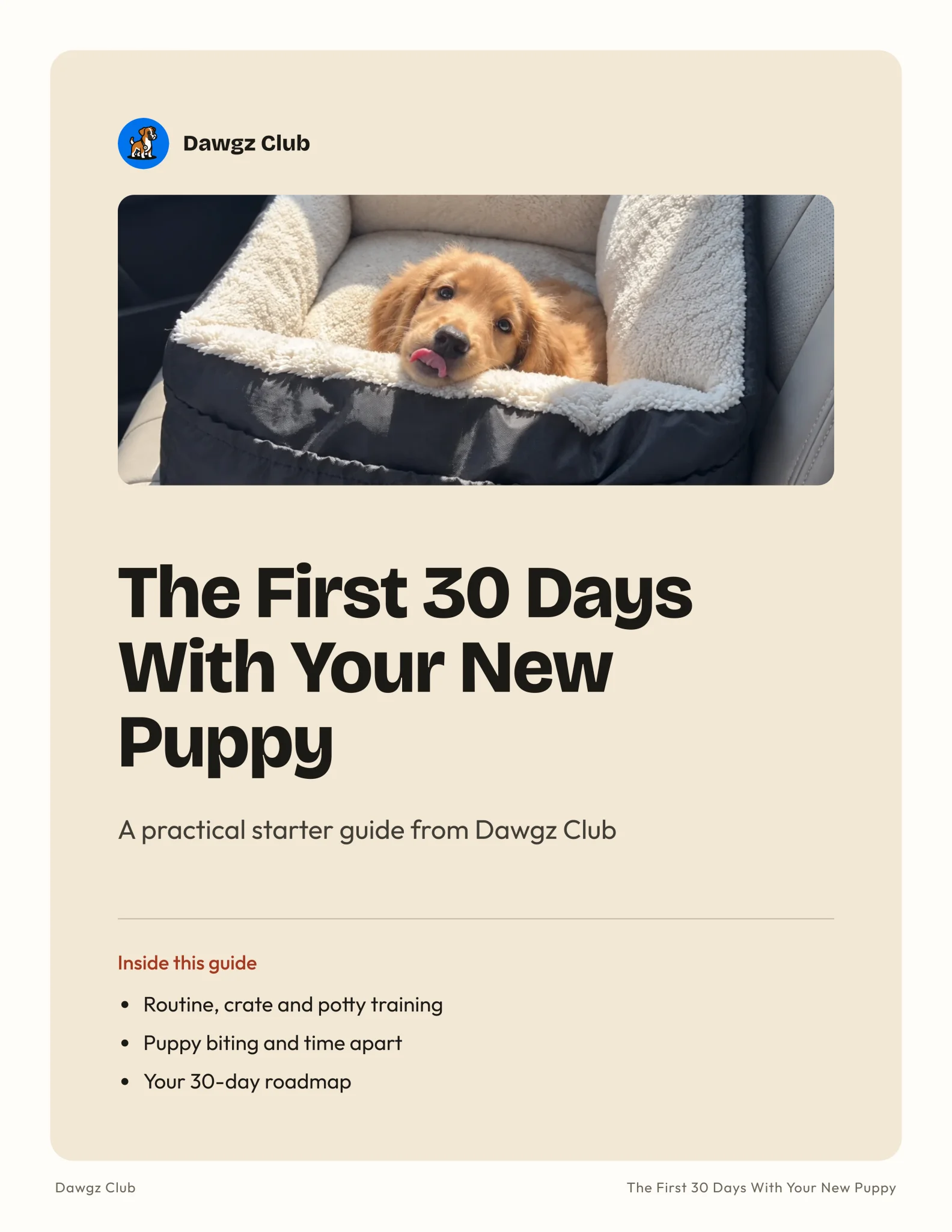 The First 30 Days With Your New Puppy guide cover